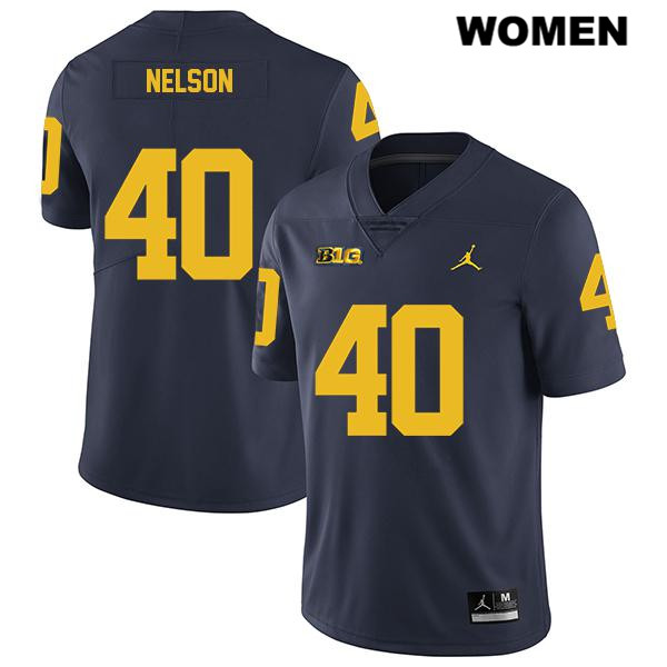 Women's NCAA Michigan Wolverines Ryan Nelson #40 Navy Jordan Brand Authentic Stitched Legend Football College Jersey HQ25L63CE